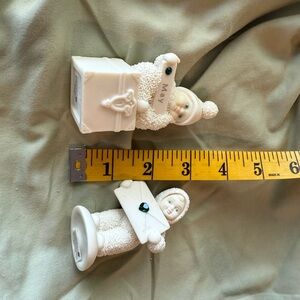 Adorable White Snowman Figurine Pair